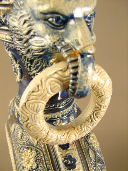 Antique Salt Glazed Ewer. Probably German. Cobalt - 3