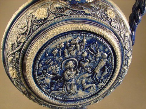 Antique Salt Glazed Ewer. Probably German. Cobalt - 4
