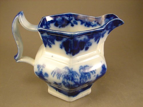 Scinde Pattern Antique Flow Blue Pitcher. 5 3/4"h