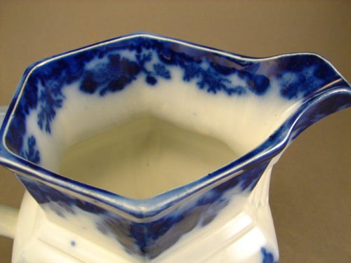 Scinde Pattern Antique Flow Blue Pitcher. 5 3/4"h - 2