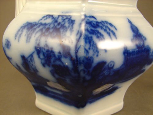 Scinde Pattern Antique Flow Blue Pitcher. 5 3/4"h - 3