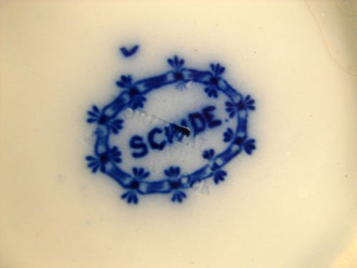 Scinde Pattern Antique Flow Blue Pitcher. 5 3/4"h - 5