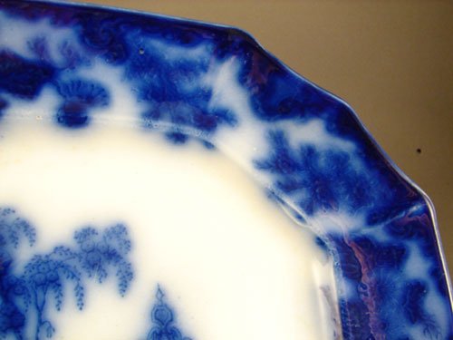 Scinde Pattern Antique Flow Blue Platter. 1 1/2"h - 3