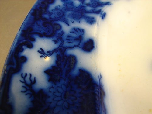 Scinde Pattern Antique Flow Blue Platter. 1 1/2"h - 4