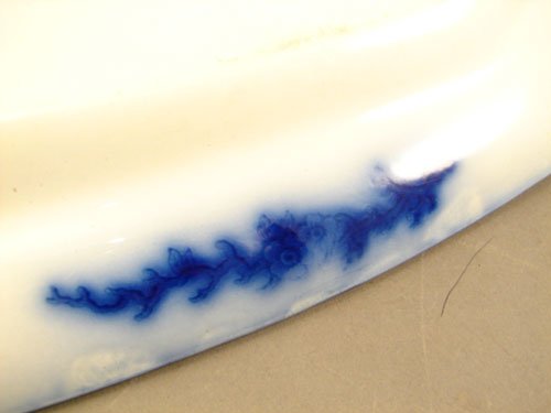 Scinde Pattern Antique Flow Blue Platter. 1 1/2"h - 5