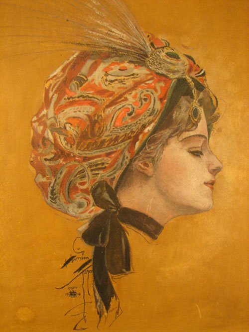 Harrison Fisher signed Original Painting on Artis