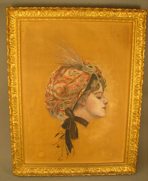 Harrison Fisher signed Original Painting on Artis - 2