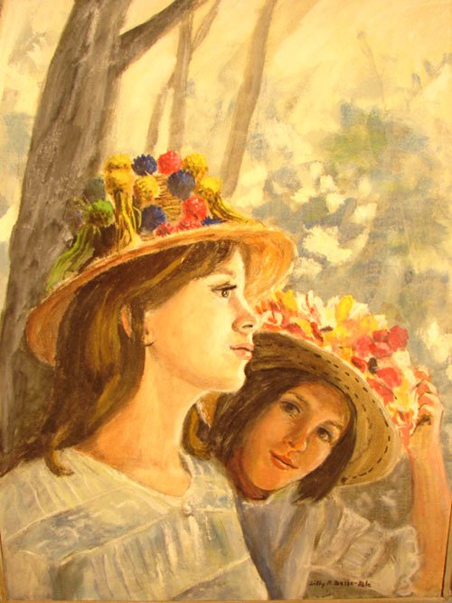 Oil Painting on Canvas depicting two Young Girls