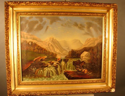 Antique Oil Painting on Canvas American School Fo - 2