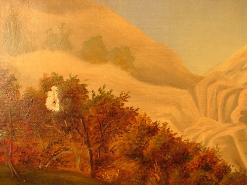 Antique Oil Painting on Canvas American School Fo - 5
