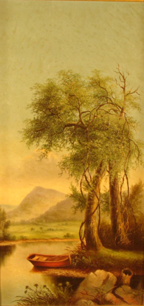 Antique American Oil Painting on Canvas. Landscap