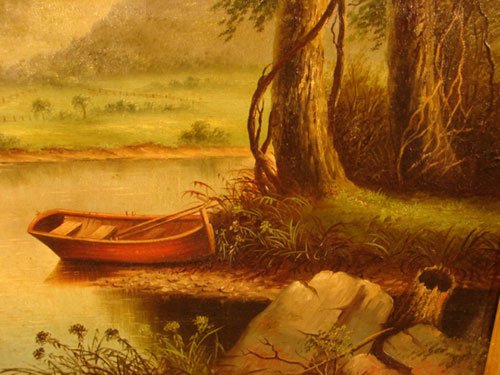 Antique American Oil Painting on Canvas. Landscap - 4