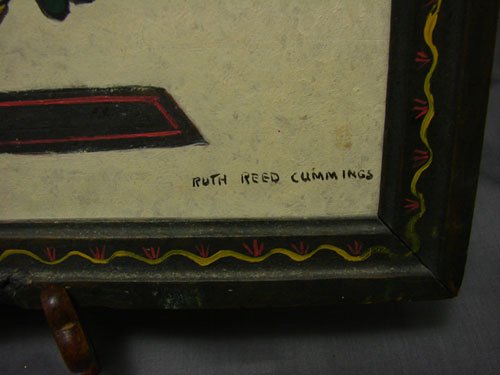 Ruth Reed Cummings Folk Art Oil Painting on Board - 3