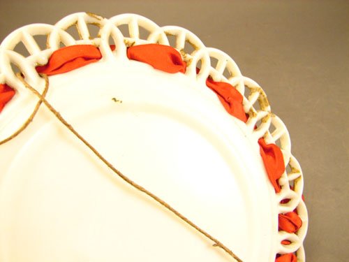 Cigar Band Art Decorated Antique Milk Glass Plate - 5