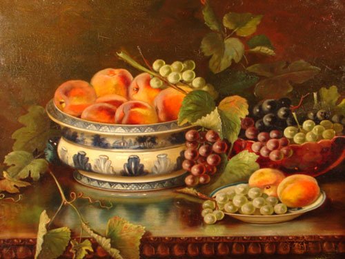 E E Morse signed Oil Painting on Canvas. Still li