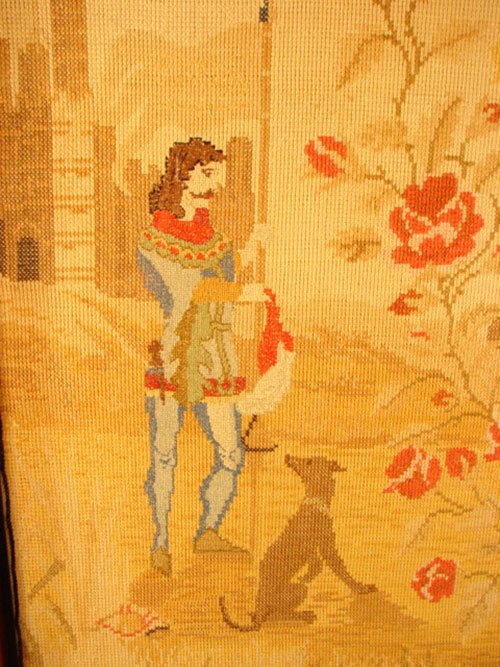 Antique Needlework Picture with Petit Point. Scen - 3