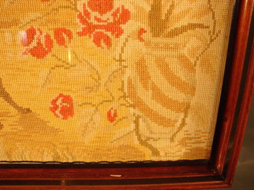 Antique Needlework Picture with Petit Point. Scen - 4