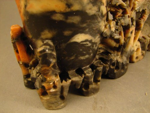 Antique Carved Soapstone Double Vase with exquisi - 4