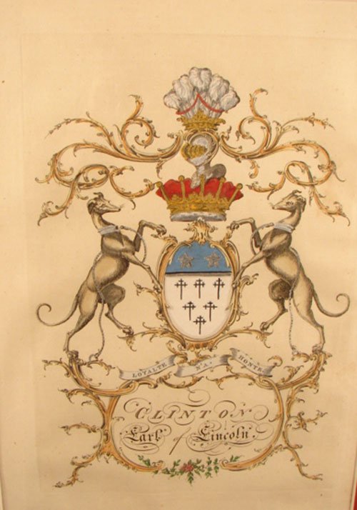 "Clinton" Coat of Arms Family Crest. Original Ant