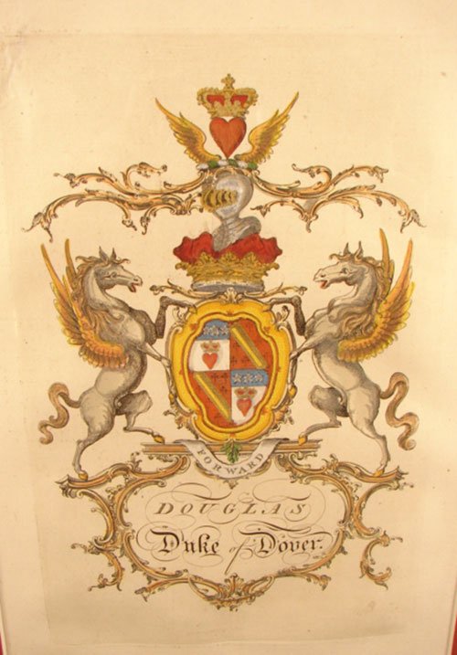 "Douglas" Coat of Arms Family Crest. Original Ant
