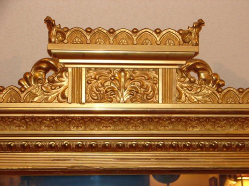 Antique Gilt Over Mantle Mirror. - 4