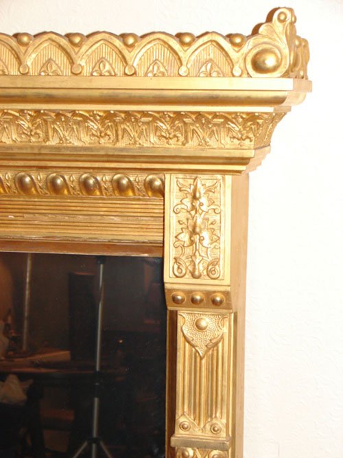 Antique Gilt Over Mantle Mirror. - 5