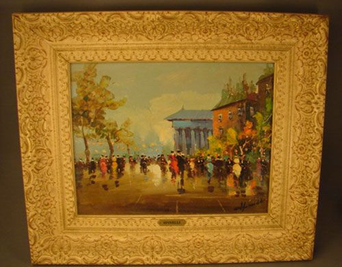 Spinelli Signed Original Oil Painting Parisian Ci - 2