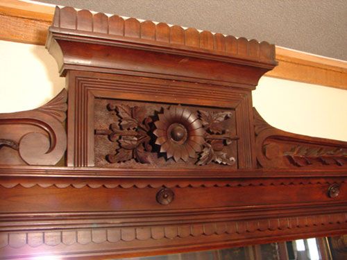 Eastlake Victorian Walnut Over Mantle Mirror - 2