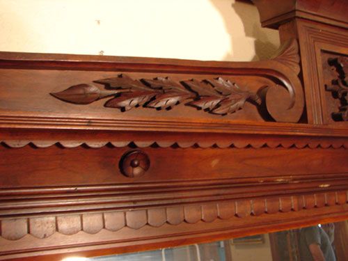 Eastlake Victorian Walnut Over Mantle Mirror - 3