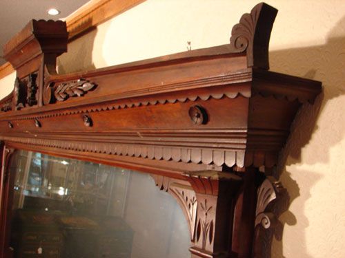 Eastlake Victorian Walnut Over Mantle Mirror - 6