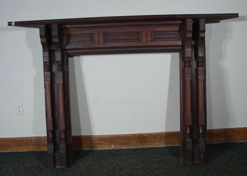 Eastlake Victorian Walnut Fireplace Mantle. In or - 2