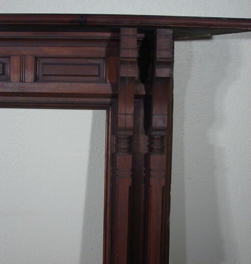 Eastlake Victorian Walnut Fireplace Mantle. In or - 3