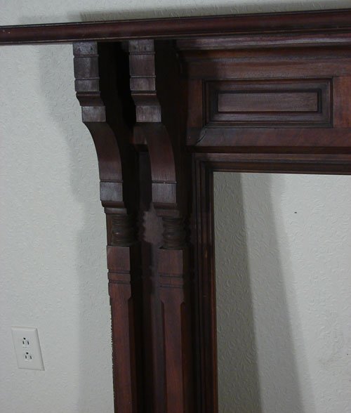 Eastlake Victorian Walnut Fireplace Mantle. In or - 4