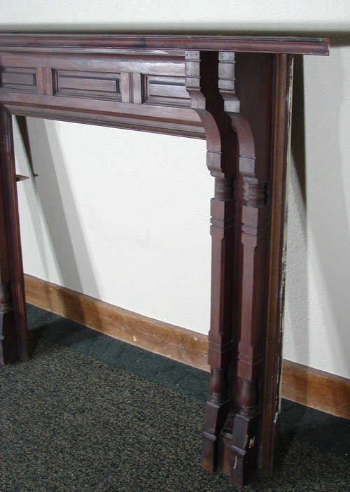 Eastlake Victorian Walnut Fireplace Mantle. In or - 6
