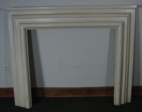 Antique Painted Wood Fireplace Mantle. 19th c. Si