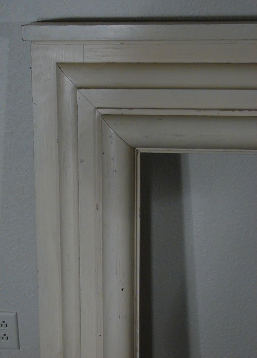 Antique Painted Wood Fireplace Mantle. 19th c. Si - 3