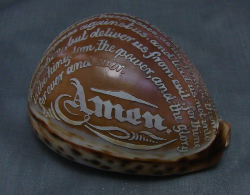 Antique Carved Shell Cameo Lords Prayer. Excellen
