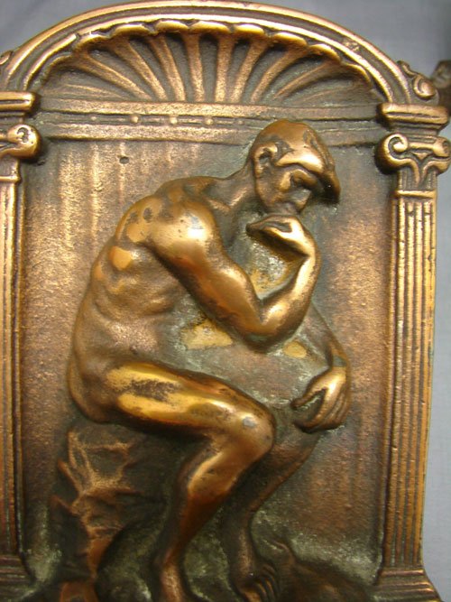 Antique Bookends, Thinker. Iron with copper finis - 2