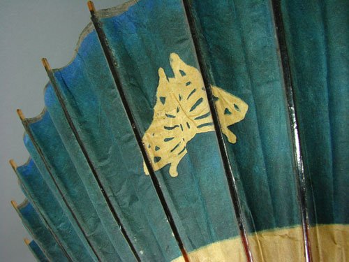 Antique Japanese Parasol Painted Paper & Bamboo U - 7