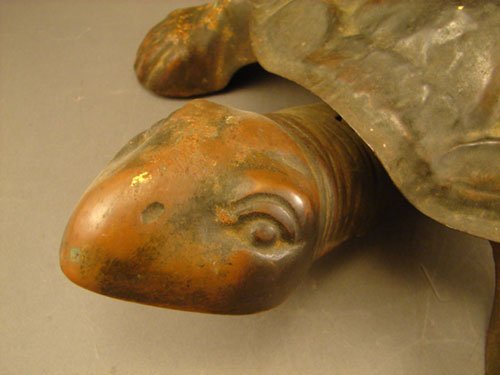 Antique Mechanical Turtle Form Cuspidor. Missing  - 2