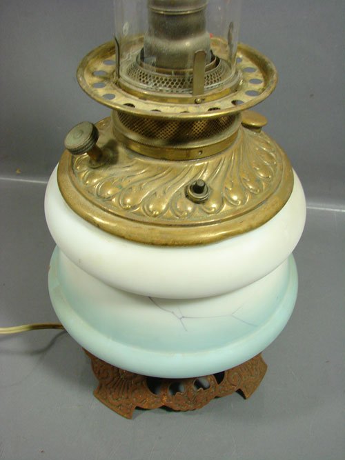 Antique Kerosene Oil Lamp Base with hand painted - 5