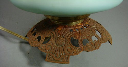 Antique Kerosene Oil Lamp Base with hand painted - 6