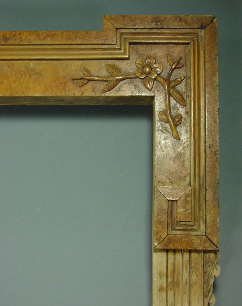 Antique Carved Walnut Frame with Burl Veneer - 4