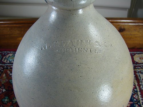 Antique Stoneware Jug. N. Clark, Rochester. Tight ha - 4