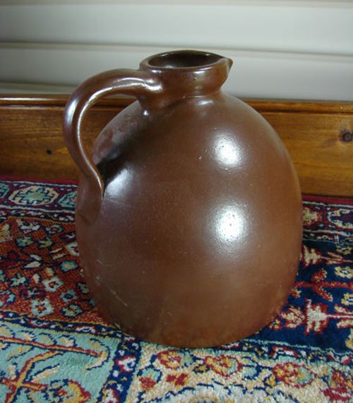Small Antique Stoneware Jug with pouring spout in br