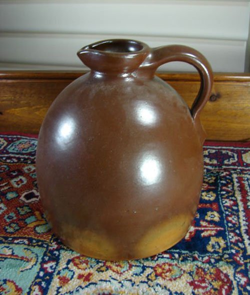 Small Antique Stoneware Jug with pouring spout in br - 2