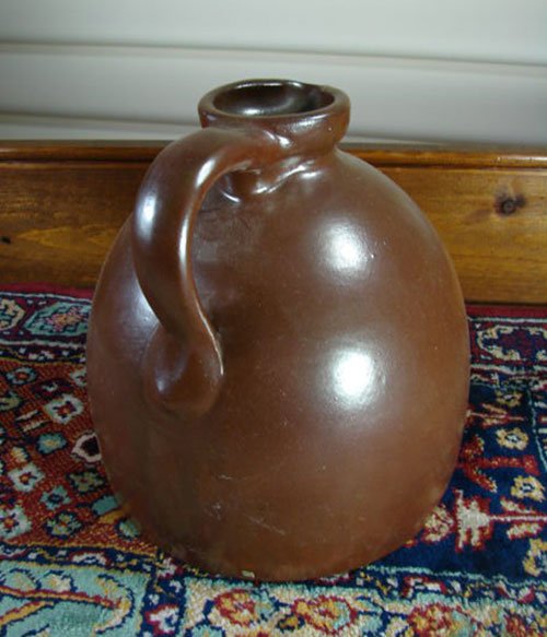 Small Antique Stoneware Jug with pouring spout in br - 3