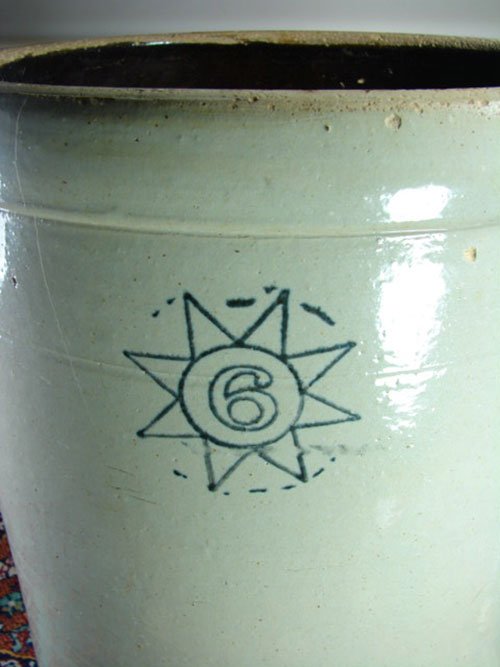 6 Gallon Antique Stoneware Crock. 14 1/2" h x 14" d - 2