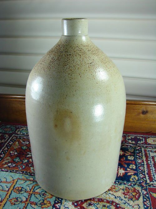 Antique Stoneware Jug. Unmarked. 14" h x 8" diamete - 2