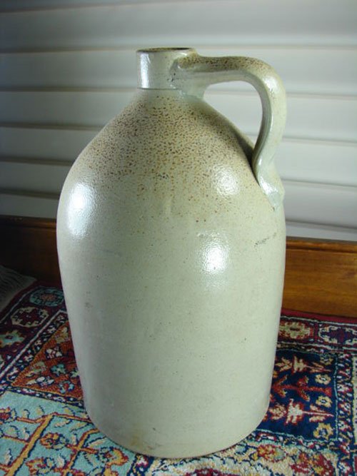 Antique Stoneware Jug. Unmarked. 14" h x 8" diamete - 3